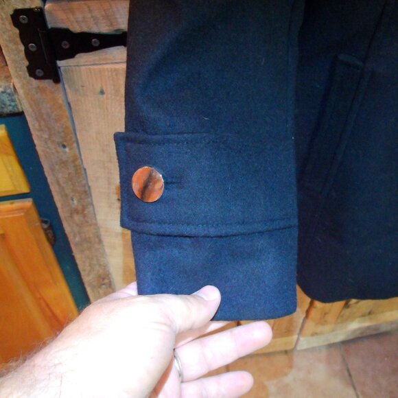 Tahari Black Gray Plaid Pea Coat Wool Blended, Size M - Picture 4 of 7